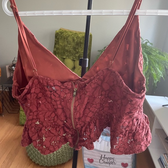 Burnt Orange Primark zip up crop top - Picture 3 of 4